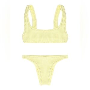 NWT Reina Olga Ginny pastel yellow scrunch bikini set-Size 1 (US XS)
